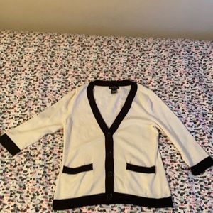 New York & Company Off White and black Three quarter Cardigan
